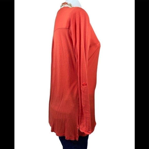 Women's Button-Down Orange Top Blouse Shirt Medium - Picture 5 of 9